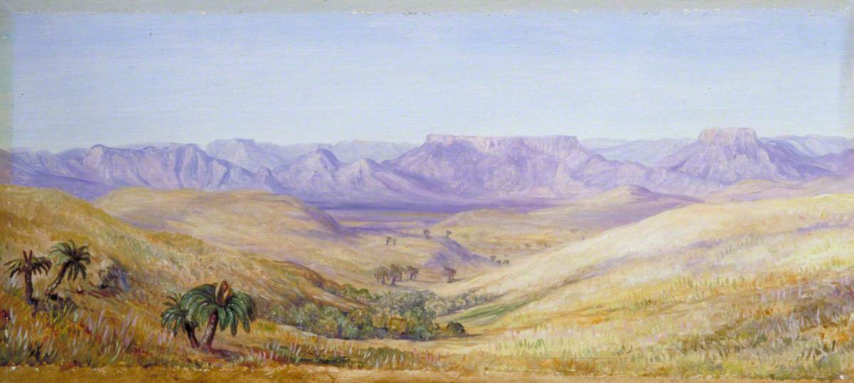 View of the Mountains from the Railway between Durban and Maritzburg, Natal Africa do Sul